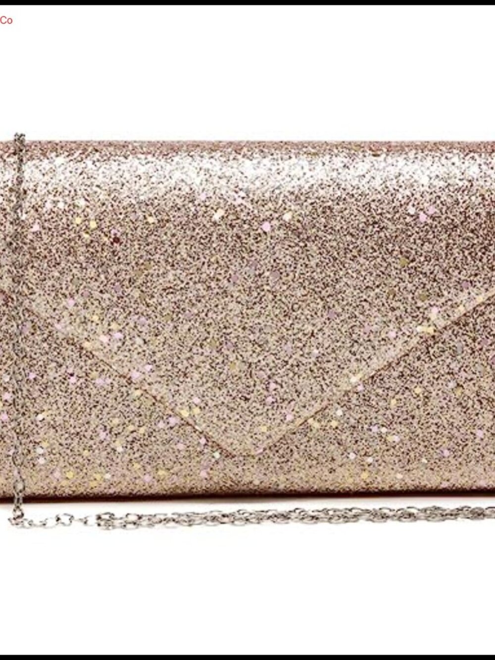 Glitter Evening Bag Envelope Clutch Purse with Detachable Chain Strap